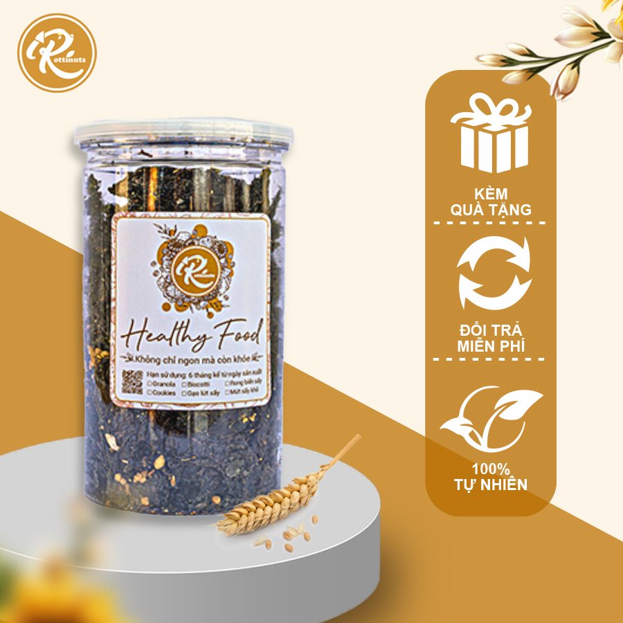 Rong biển sấy tỏi - Giòn thơm ngon ăn liền_100% rong biển _Rottinuts - Hũ 100gram - HSD 6 tháng (date luôn mới)