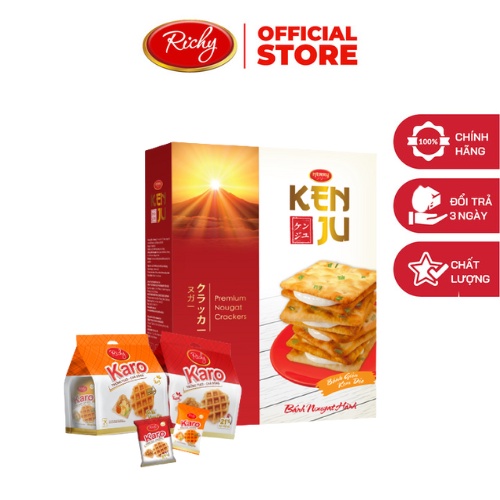 Combo Bánh Richy Kenju Hành Kem Dẻo 279g và Bánh Tươi Karo 156g