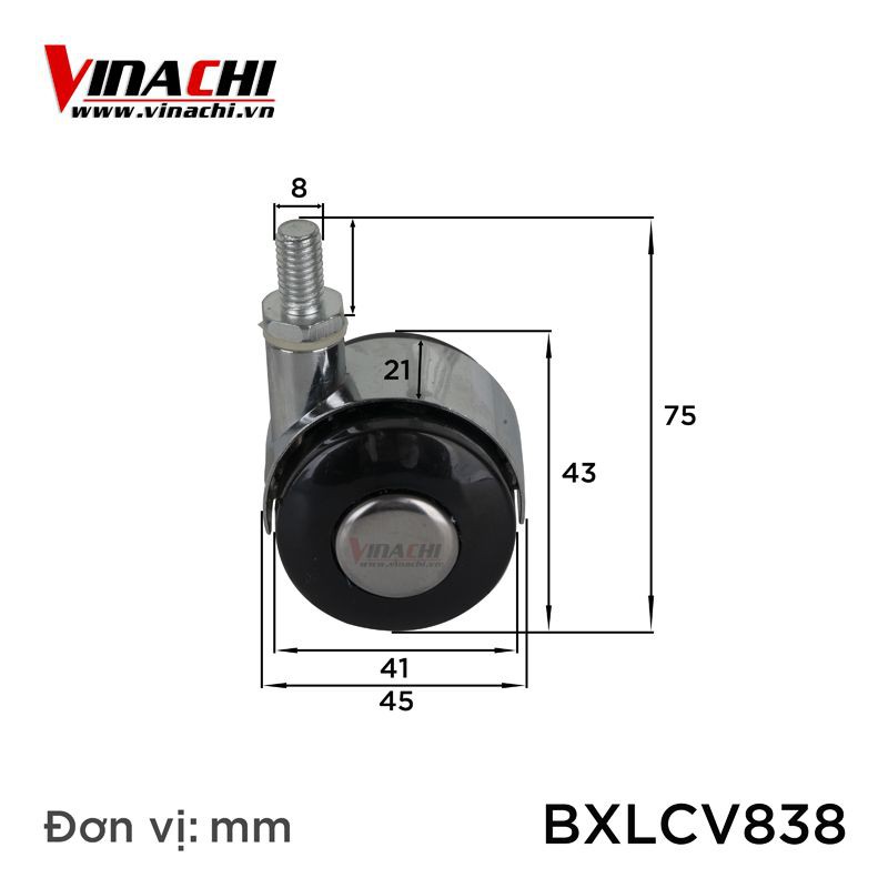 Bánh Xe Ghế Xoay - Bánh Xe Đẩy Hàng Chịu Lực Bánh Xe Ghế Xoay Văn Phòng Làm Bằng Inox Chốt Vặn - 1 Bánh