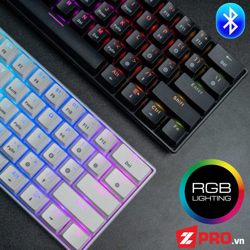 [Mã SKAMA06 giảm 8% đơn 250k]Bàn phím cơ Bluetooth Edra EK361W RGB - White