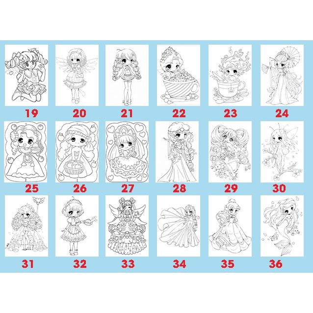 Tranh tô màu Anime CHIBI được chọn mẫu - Dành cho bạn trẻ đam mê, yêu thích sáng tạo