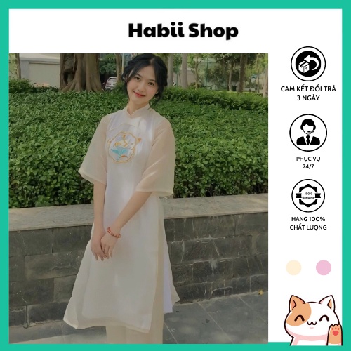 Set áo dài cách tân nữ thêu tay HABII AD03 [Đủ Size]