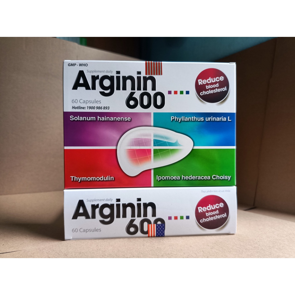Arginin 600 GIÚP TĂNG CƯƠNG CHỨC NĂNG GAN ,Hỗ trợ thanh nhiệt, mát gan, giải độc và bảo vệ gan - HỘP 60 VIÊN