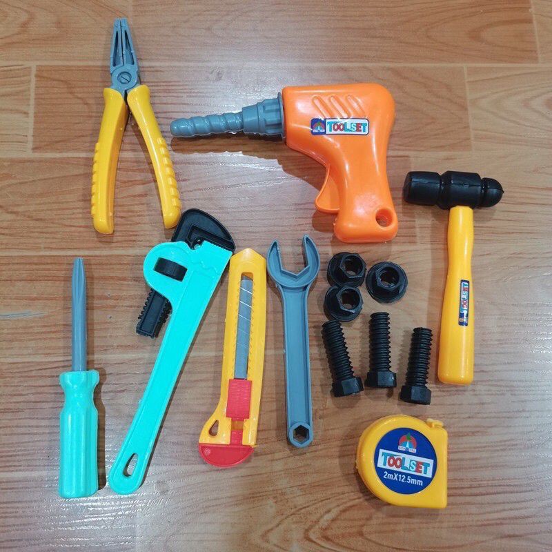 0Bộ đồ chơi dụng cụ sửa chữa có khay đựng- Bộ đồ cơ khí nhựa cho bé chơi - dụng cụ lắp ráp kỹ thuật