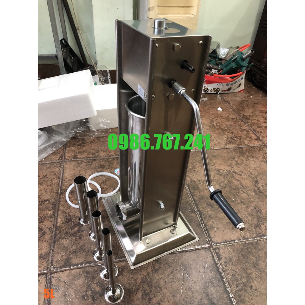 Máy đùn xúc xích, lạp xưởng 5L quay tay giá rẻ, inox chống rỉ, cách nhiệt