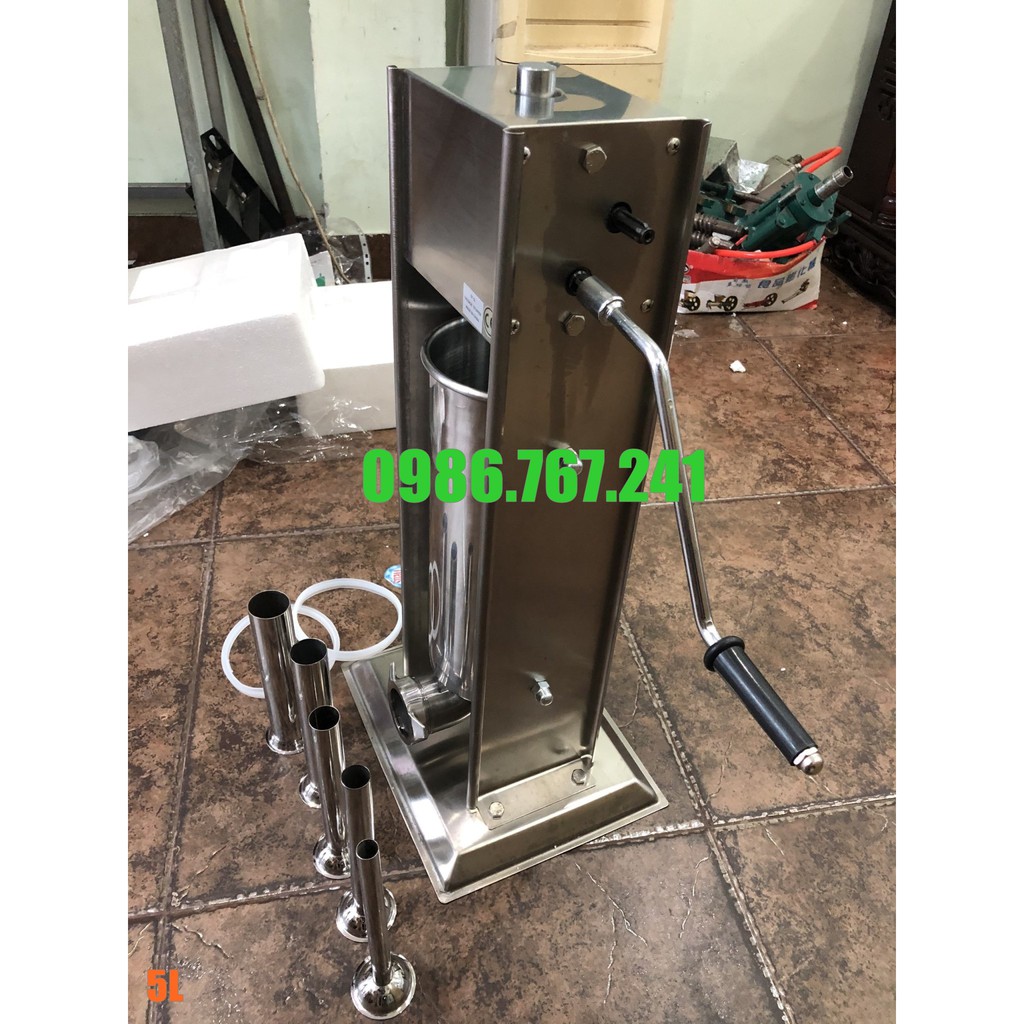 Máy đùn xúc xích, lạp xưởng 5L quay tay giá rẻ, inox chống rỉ, cách nhiệt