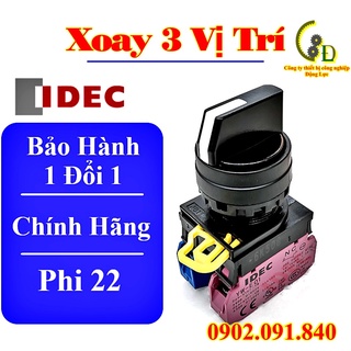Công tắc xoay 3 vị trí phi 22mm tự giữ IDEC YW1S-3E11 1NO-1NC