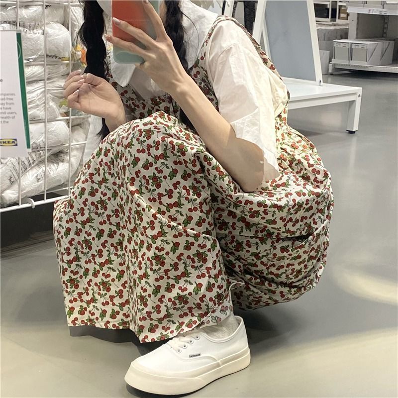 Đầm Hai Dây Dáng Chữ A Họa Tiết Cherry Thời Trang Mùa Hè Mới Cho Nữ 2021 đầm bầu váy nữ váy bé gái váy dài chân váy dài váy nữ chân váy dài