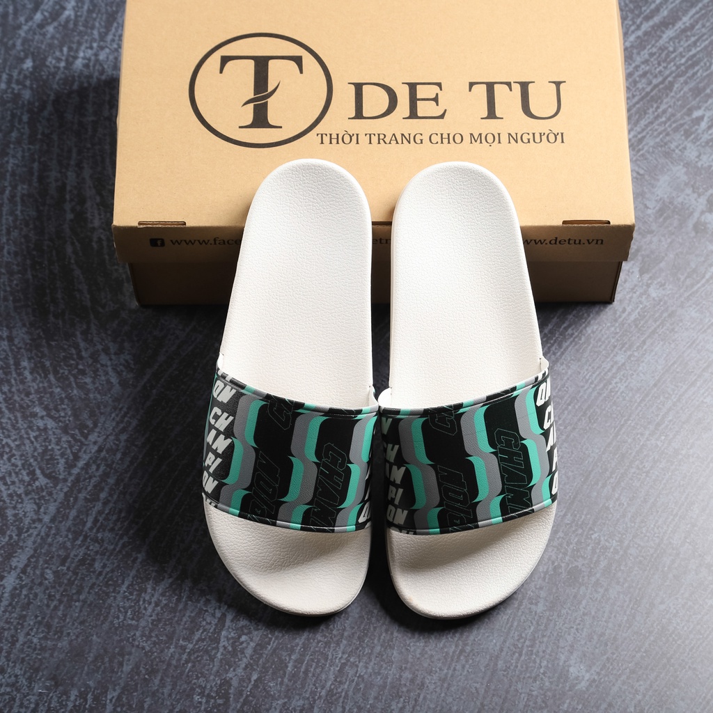 Dép Quai Ngang Unisex DETU DNT17 (Trắng/Xanh)