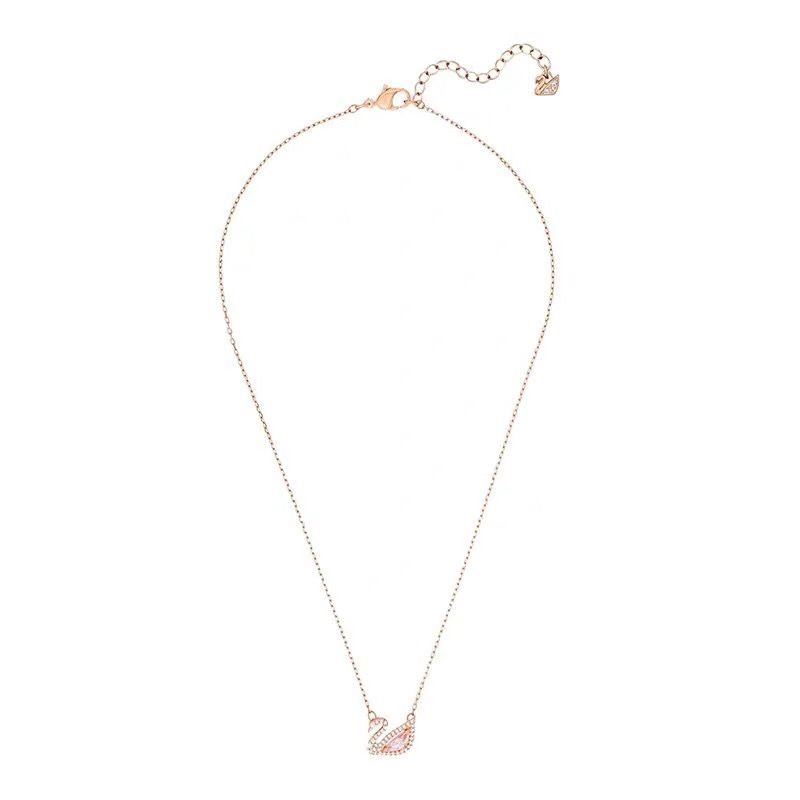 Vòng đeo tay bằng bạc đính đá hình thiên nga hồng xinh xắn aBn7