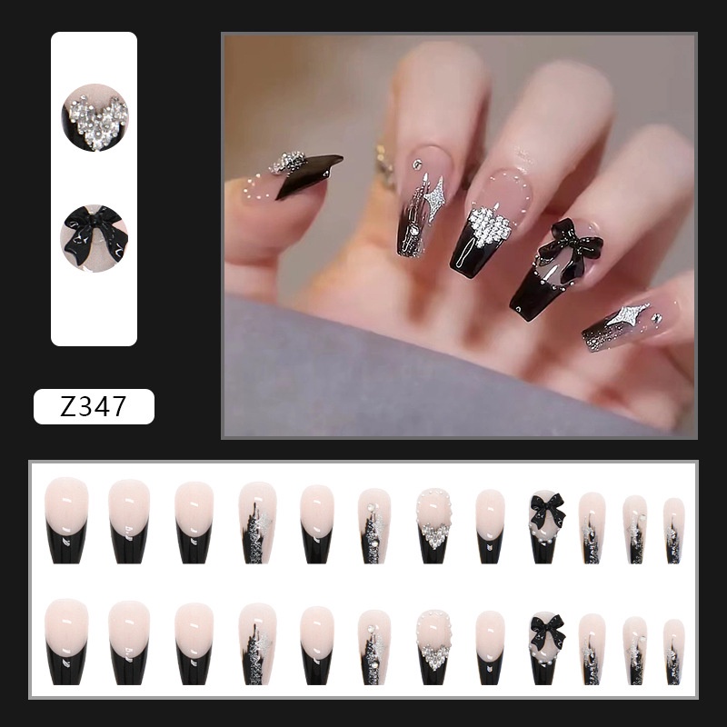 Móng tay giả thời trang Z321-Z360 false nail 24 miếng kèm keo nailbox không thấm nước có thể tháo rời