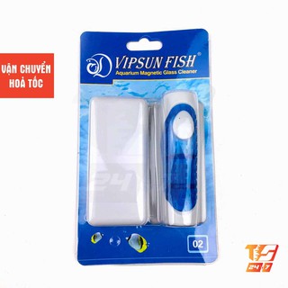 Lau Kính Hồ Cá Nam Châm Vipsun 02 - Hít Nam Châm Vệ Sinh Bể Thủy Sinh