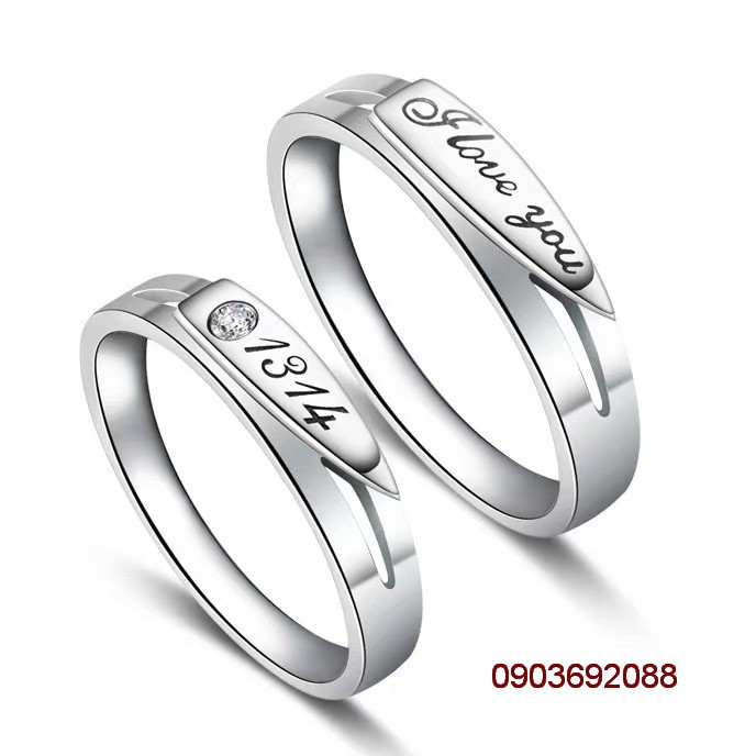 Nhẫn cặp tình nhân xi bạc I love you 1314 N76