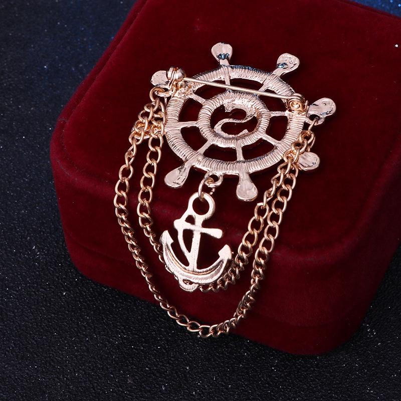 Ghim Cài Áo Hình Mỏ Neo Đính Đá Thời Trang Cho Nam