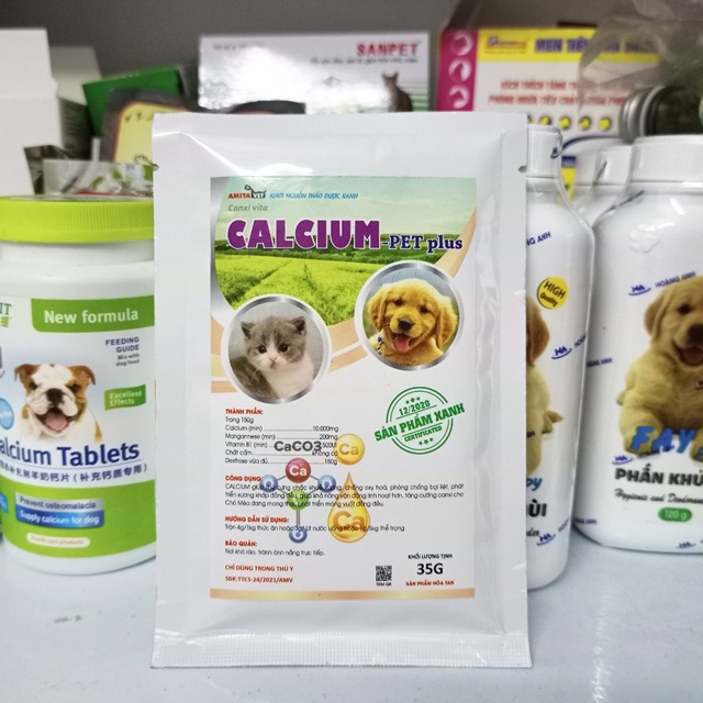 Bột bổ sung Canxi cho chó mèo hòa tan trong nước Calcium Pet Plus Gói 35g