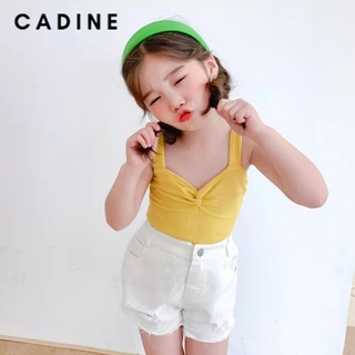 Áo hai dây bé gái xoắn ngực chất thun cotton mềm co dãn 4 chiều hàng quảng châu CADINE KIDS