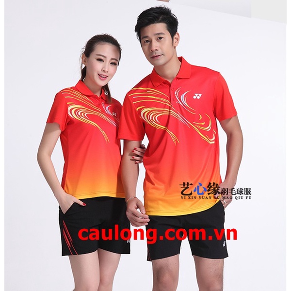 Áo Cầu Lông Nam Nữ Cổ Bâu Yonex 16305 Màu Đỏ