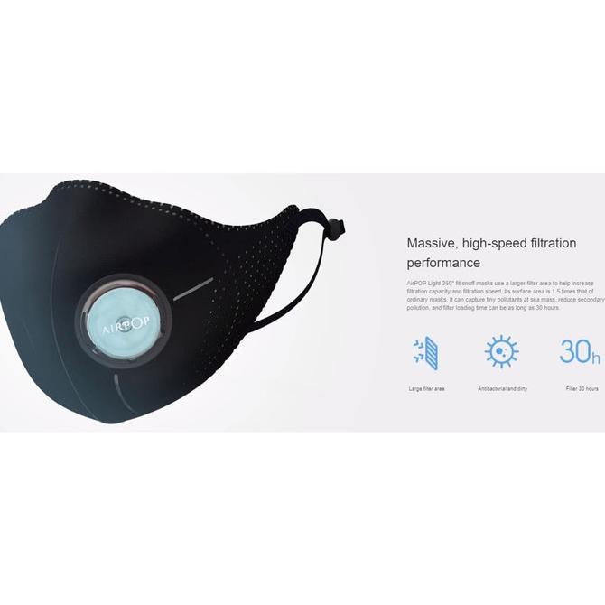 (hàng Mới Về) Khẩu Trang Xiaomi Mijia Airpop Light 360 Air Wear Pm2.5 Màu Đen Cho Người Đi Xe Mô Tô