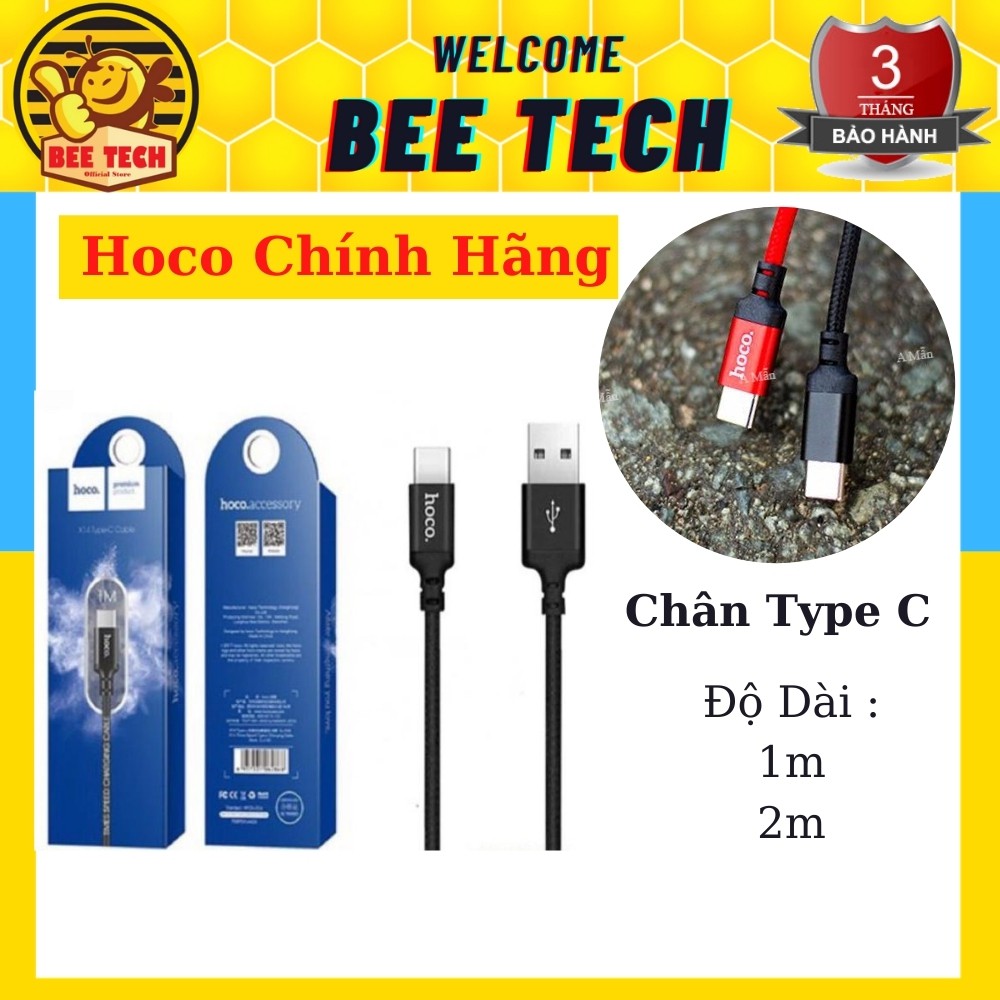 Cáp sạc Hoco X14 Chân Type C, Dây sạc dài 1m/2m Cho điện thoại Samsung/Oppo/Xiaomi/Huawei/Nokia ...- Beetech