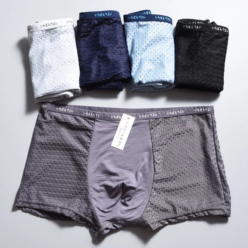 Hộp 4 Quần Lót Boxer, Sip Đùi Thông Hơi Cao Cấp Kháng Khuẩn Ngăn Mùi Dành Cho Nam