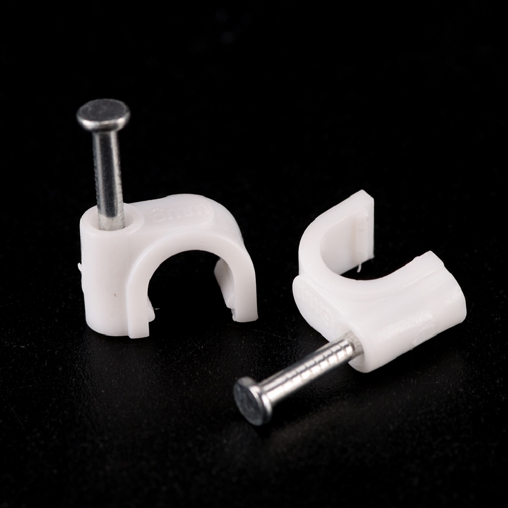 Chitengyesuper 100pcs New RG59 Coax Cat5 Cat6 Cable Wire Clips Nail Clamps Straps Tacks White 6mm CGS