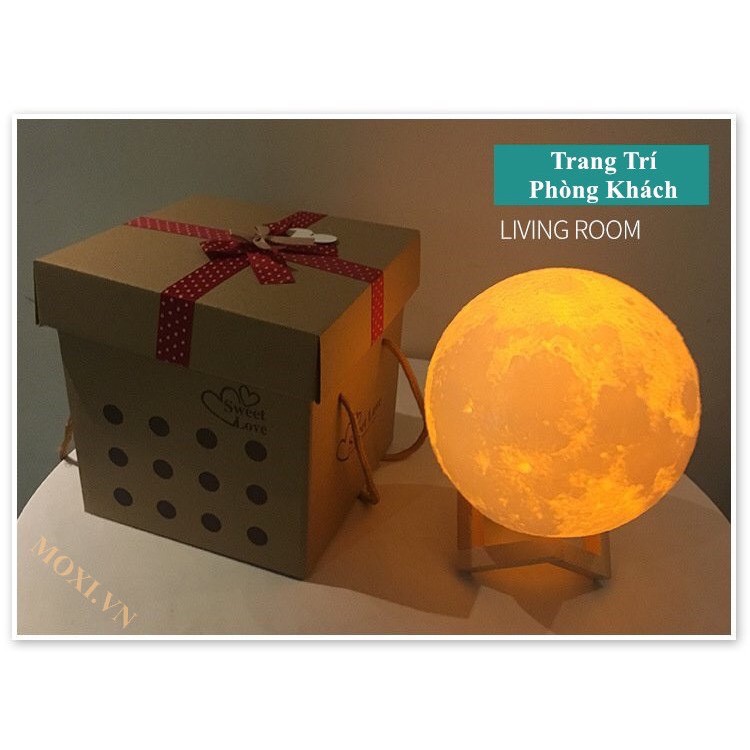 Đèn Ngủ Để Bàn Mặt Trăng Moon Light 3D 15Cm Màu Vàng Ấm Và Đa Sắc Thích Hợp Trang Trí Decor phòng ngủ