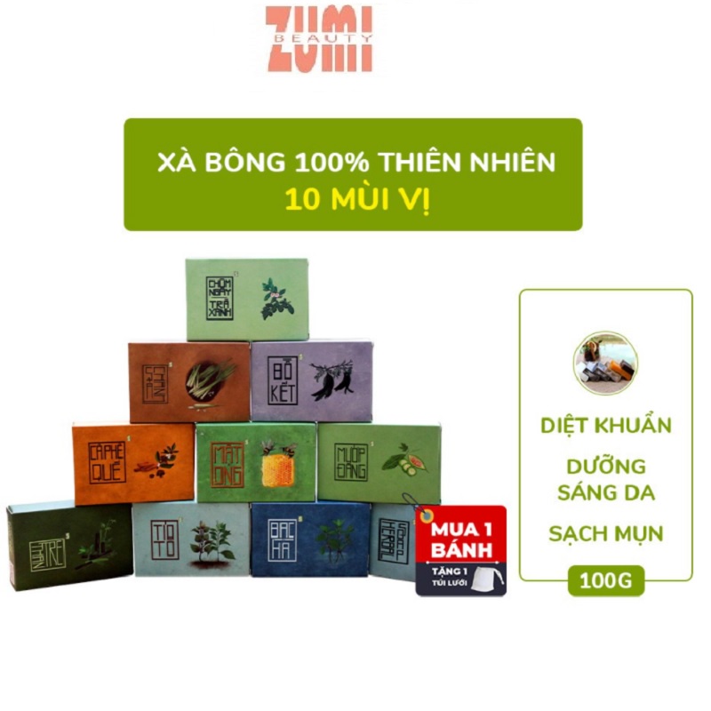 Xà Phòng Sinh Dược 100% Thiên Nhiên - Xà Bông Thảo Dược (Tặng Túi Lưới)