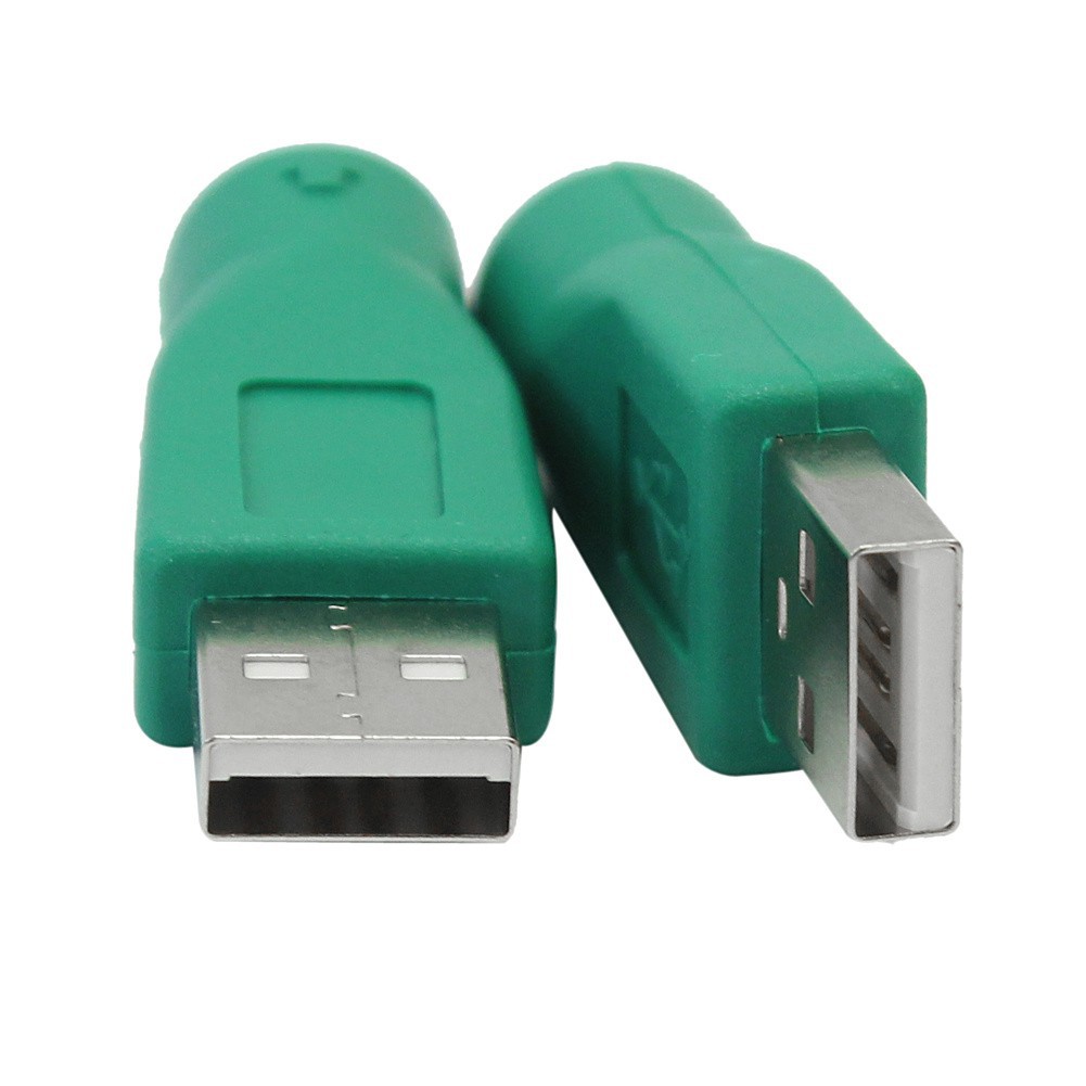 Cặp đầu nối chuyển đổi bằng nhựa màu xanh lá từ cổng usb sang chuột cho cho PS2