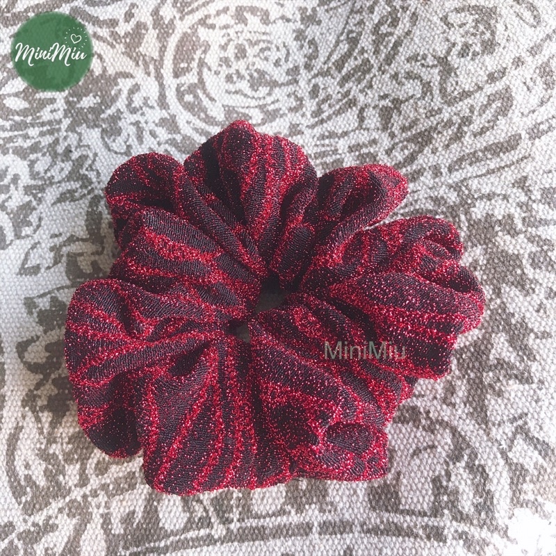 Dây cột tóc, buộc tóc Scrunchies vải ren kim tuyến siêu phồng CT32VA-1
