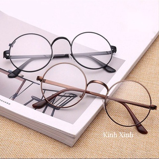 Gọng kính cận, kính giả cận mắt tròn xoe kim loại
