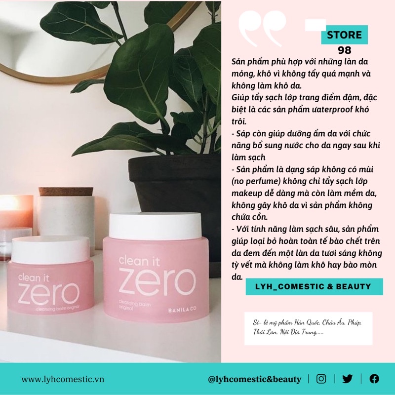 Sáp Tẩy Trang Banila Co Clean It Zero Cleansing Balm sale hè