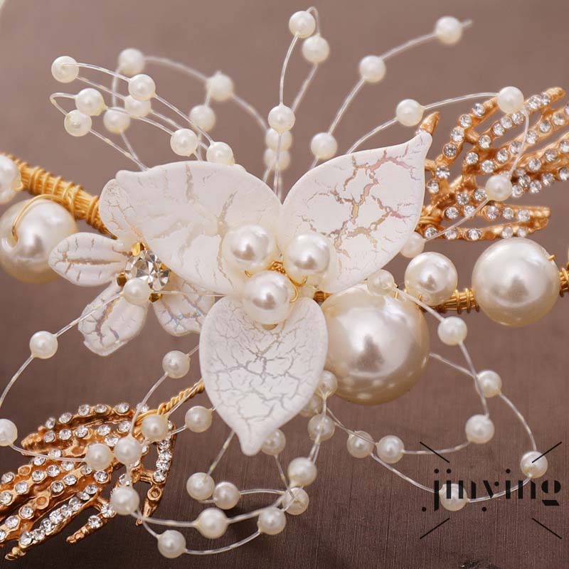 GETNOIVAS Băng đô cài tóc đính ngọc trai sang trọng cho cô dâu