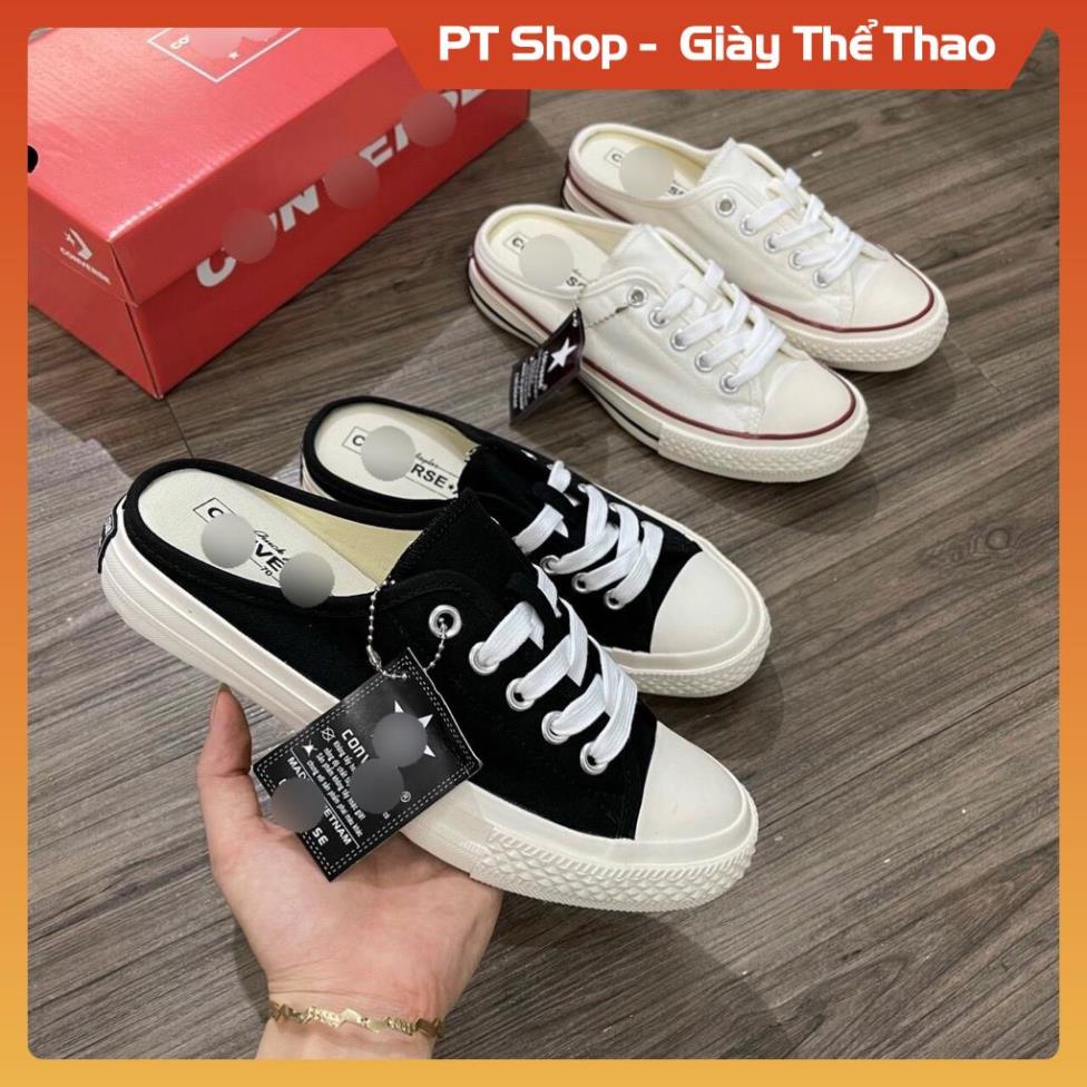 [FreeShip] Giày CV 1970s sục đen trắng thấp cổ, Giầy Cv đạp gót trắng đen đế kem full hộp Sneaker