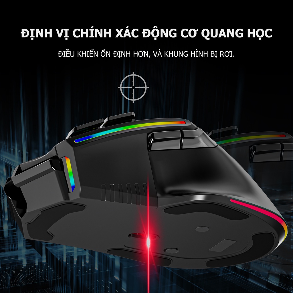 Chuột chơi game Bluetooth có sạc không dây đầy màu sắc RGB - Không cần thay pin