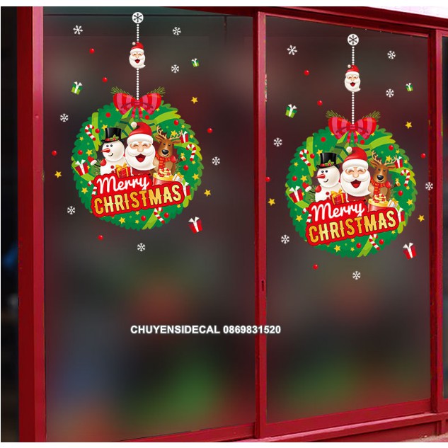 Decal trang trí tường Noel - Vòng Nguyệt Quế Noel sắc nét