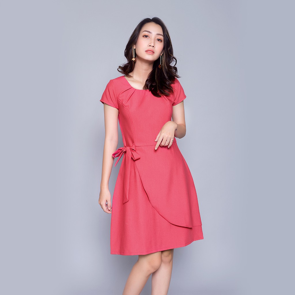 Đầm công sở nữ thời trang Eden dáng chữ a suông tay ngắn cổ tròn chất liệu thoáng mát không nhăn - D303