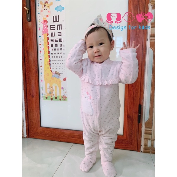 Sleepsuit nỉ nhung HARVEST xuất dư, bộ body nỉ dài tay liền tất cho bé trai và bé gáiy