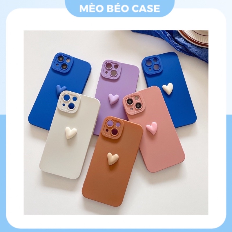 (SIÊU RẺ) Ốp lưng iphone procam trái tim nổi nhỏ màu kem và nâu 7plus/8/8plus/x/xr/xs/11/12/13/pro/max/plus/promax