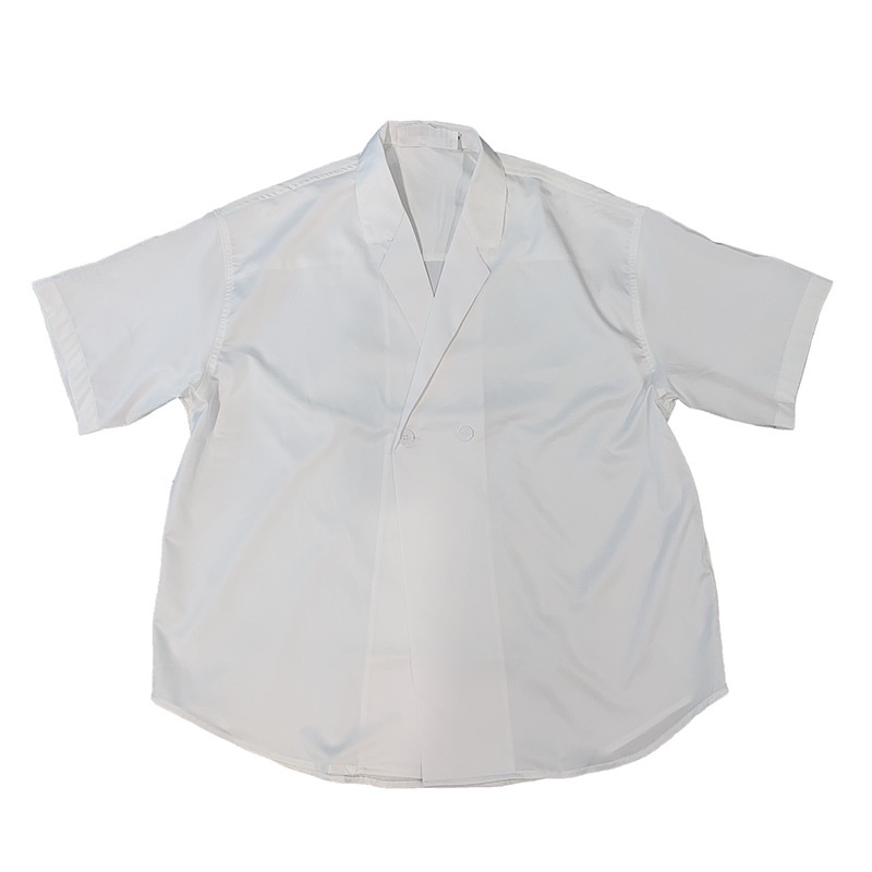 Áo sơ mi mỏng tay ngắn cổ vest dáng rộng màu sắc thời trang mùa hè cho nam