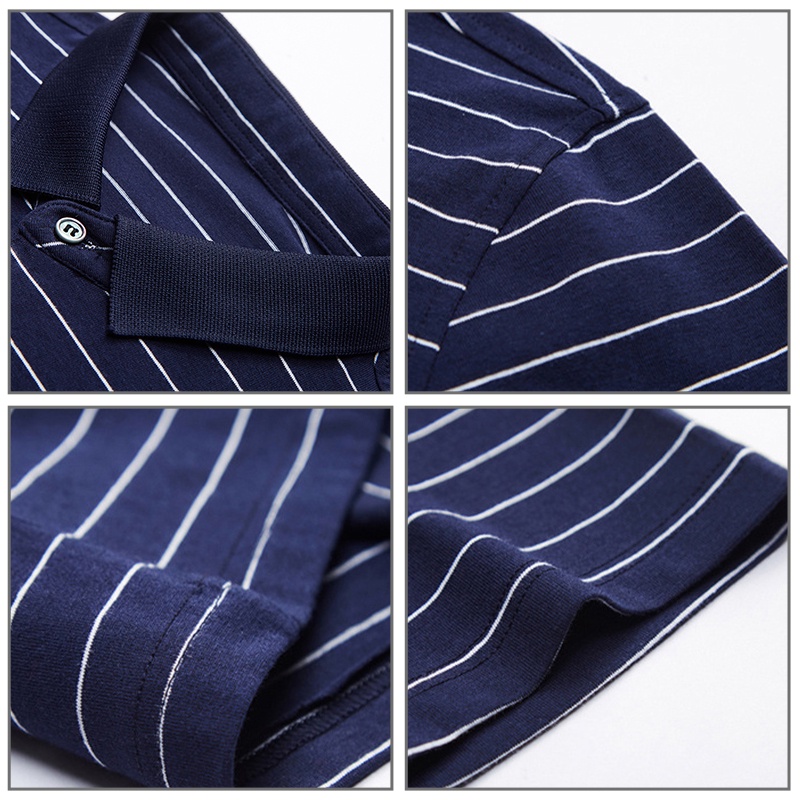Áo thun polo AOKANG cotton tay ngắn họa tiết kẻ sọc thời trang mùa hè dành cho nam trung niên