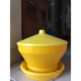  Máng indo  máng tập ăn gà con Máng ăn gà con xoay màu vàng bằng nhựa 