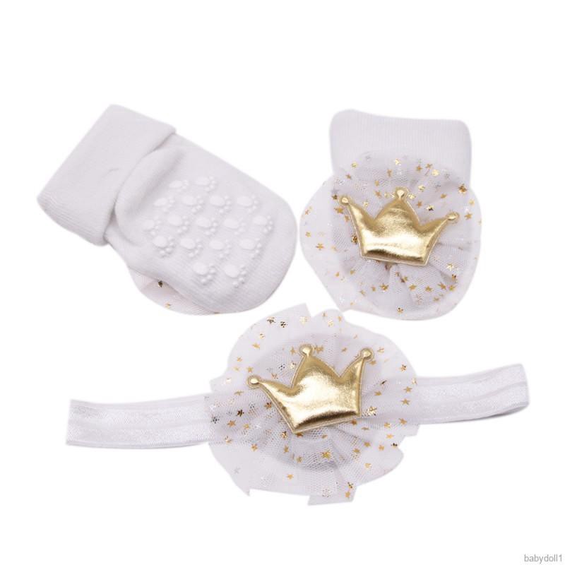 Tất Cotton Kèm Vương Miện Dễ Thương Cho Trẻ Sơ Sinh