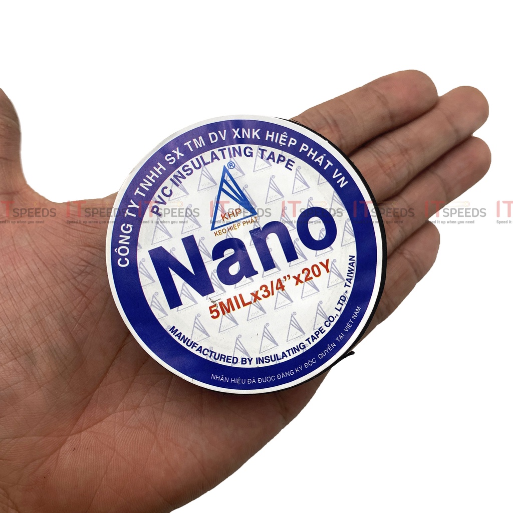 1 Cuộn Băng Keo Điện Nano 20Yard, 18Mm, 5Mil, Độ Dính Tốt, Dùng Cách Điện, Chất Liệu PVC, Có Tính Chất Dẻo Dai, Đủ Yard