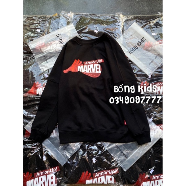 Áo Nỉ Bé Trai M@rvel Đen Dáng Oversize