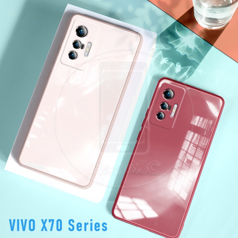 Ốp điện thoại tráng kính cường lực cứng phối TPU dẻo dành cho VIVO X70 X60 PRO PLUS PRO+ X70 PRO