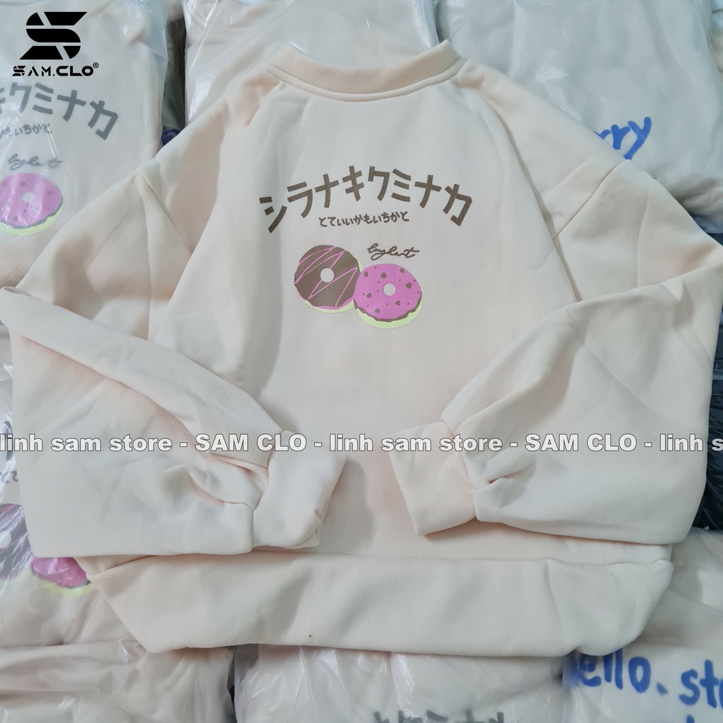 Áo sweater SAM CLO nữ nỉ tay dài ulzzang thu đông freesize dáng unisex in CHỮ NHẬT VÀ GẤU SKY