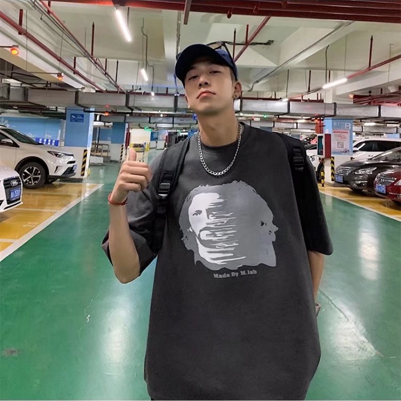 Áo Thun Unisex Tay Ngắn Cổ Tròn In Hình Chân Dung Thời Trang Xuân Hè 2022