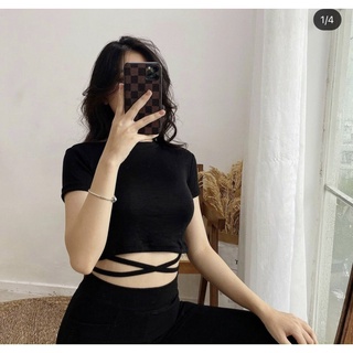 Áo Thun Croptop Nữ Đan Dây Eo Sexy