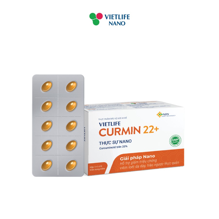 Vietlife Curmin 22+ 30 VIÊN - Bộ 5 hộp Đột phá nano dược liệu cho bệnh viêm loét dạ dày