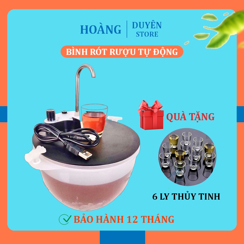 Combo Bình Rót Rượu Tự Động Thông Minh MEKAZO COOL + 6 Ly Thủy Tinh + BH 12 Tháng
